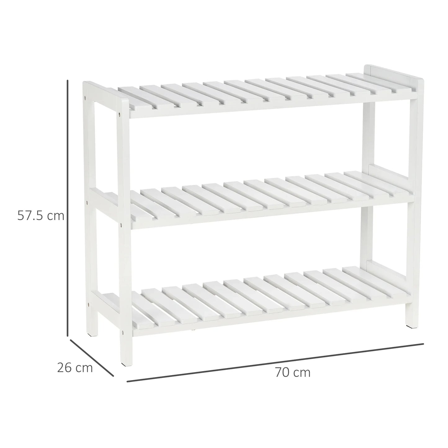 HOMCOM Holz Schuhregal 3-stufig für bis zu 9 Paar Schuhe im Eingangsbereich 70x26x57.5 cm Weiß