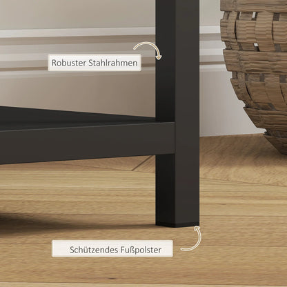 HOMCOM Konsolentisch Flurtisch mit 4 Regalen, Seitentisch mit Stahlrahmen, Metallregal für kleine Räume, Eingangsbereich, Flur, Wohnzimmer, 110 x 30 x 75 cm Schwarz