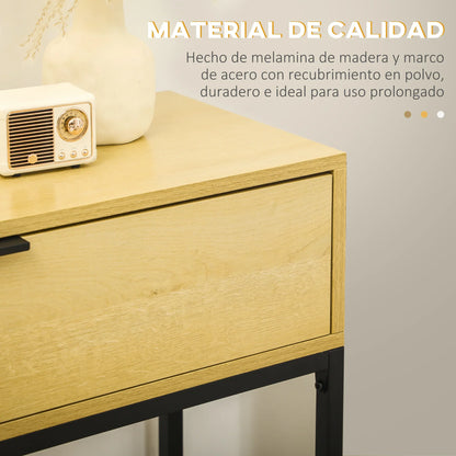 HOMCOM Console Table with Drawer Modern Side Table with Steel Legs for Hallway, Living Room, Bedroom 80x30x76 cm Natural