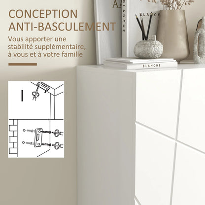 HOMCOM Shoe Cabinet, Shoe Storage Cabinet, 2 Doors with Soft-Close Hinge, Adjustable Shelves for 15-20 Pairs of Shoes, White Lacquer