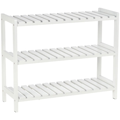 HOMCOM Holz Schuhregal 3-stufig für bis zu 9 Paar Schuhe im Eingangsbereich 70x26x57.5 cm Weiß