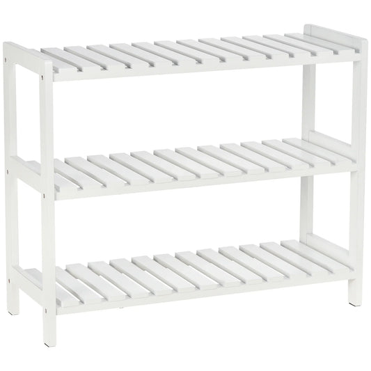HOMCOM Holz Schuhregal 3-stufig für bis zu 9 Paar Schuhe im Eingangsbereich 70x26x57.5 cm Weiß