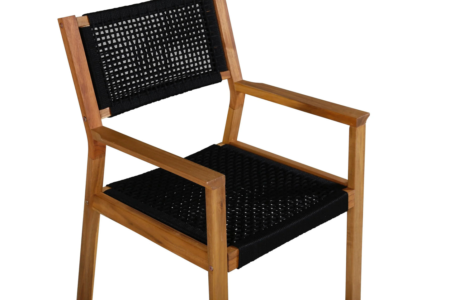 2er - Set Gartenstuhl Mana - aus Akazienholz mit schwarzer Sitzfläche und Rückenlehne