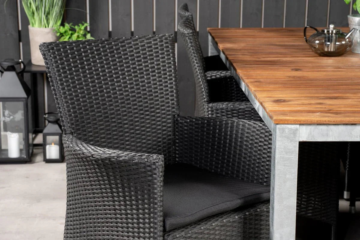 2er Set - Gartenstuhl Caro aus Rattan in Schwarz