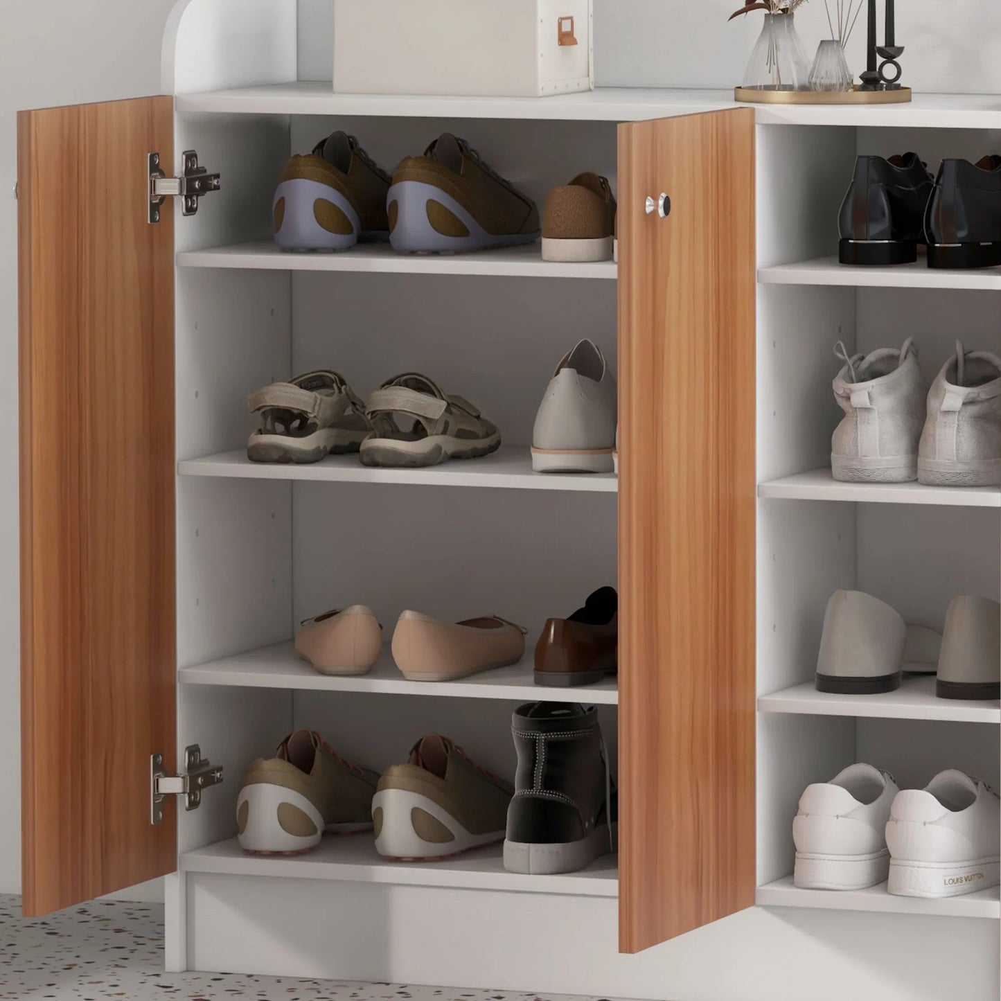 HOMCOM Shoe Cabinet with 2 Doors - Slim Shoe Rack with Adjustable Shelves for 12 Pairs of Shoes - 83x30x90 cm Natural