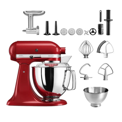 KitchenAid 4,8 L 5KSM175 Artisan Küchenmaschine Meatlover mit Ganzmetall-Fleischwolf und Spritzgebäckvorsatz