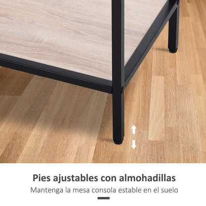 HOMCOM Konsolentisch im Industriestil mit Schubladen und Stahlkonstruktion für den Eingangsbereich 120x30x81,5 cm Eiche
