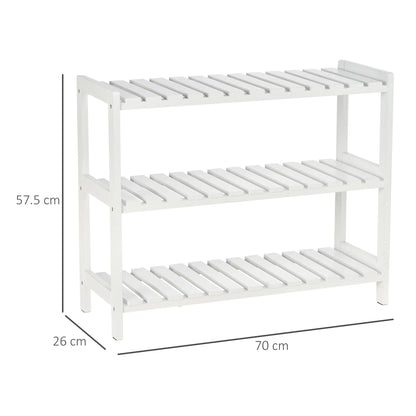 HOMCOM Holz Schuhregal 3-stufig für bis zu 9 Paar Schuhe im Eingangsbereich 70x26x57.5 cm Weiß