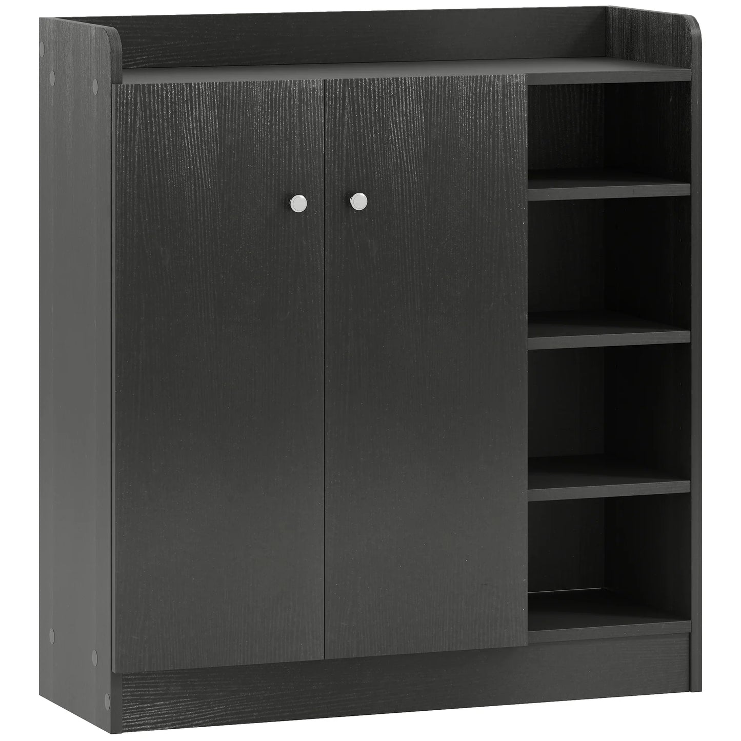 HOMCOM Schuhschrank mit 2 Türen – Schlanker Schuhregal mit einstellbaren Regalen für 12 Paar Schuhe für Flur und Eingangsbereich 83x30x90 cm Schwarz