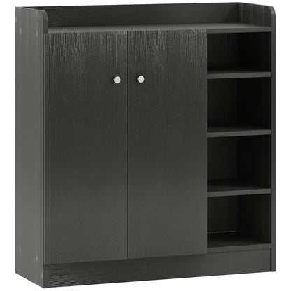 HOMCOM Schuhschrank mit 2 Türen – Schlanker Schuhregal mit einstellbaren Regalen für 12 Paar Schuhe für Flur und Eingangsbereich 83x30x90 cm Schwarz