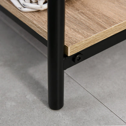 HOMCOM Coat Rack with Bench and Shoe Storage, Industrial Style, Vintage Wood and Black Steel Hallway Furniture