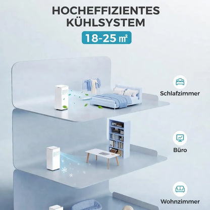 JUNG 3-in-1-Klimagerät RAKS PRO AIR 9 mobile Klimaanlage mit Fernbedienung 2.5 KW, mobiles Klimagerät, mit Heizung, mit Abluftschlauch, Airconditioner