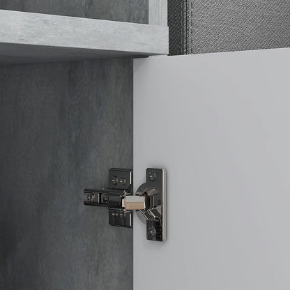 HOMCOM 4-in-1 Garderobenständer mit Spiegel, Haken und verstellbaren Innenregalen, multifunktionale Garderobenmöbel aus Holz mit Schublade, 145x29x184 cm, Grau und Weiß
