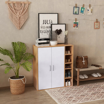 HOMCOM Konsolenschrank Niedriger Schrank Multifunktionaler Stauraumorganisator für Küche, Esszimmer, Wohnzimmer, Badezimmer mit Türen und verstellbaren Regalen 80x32x91 cm