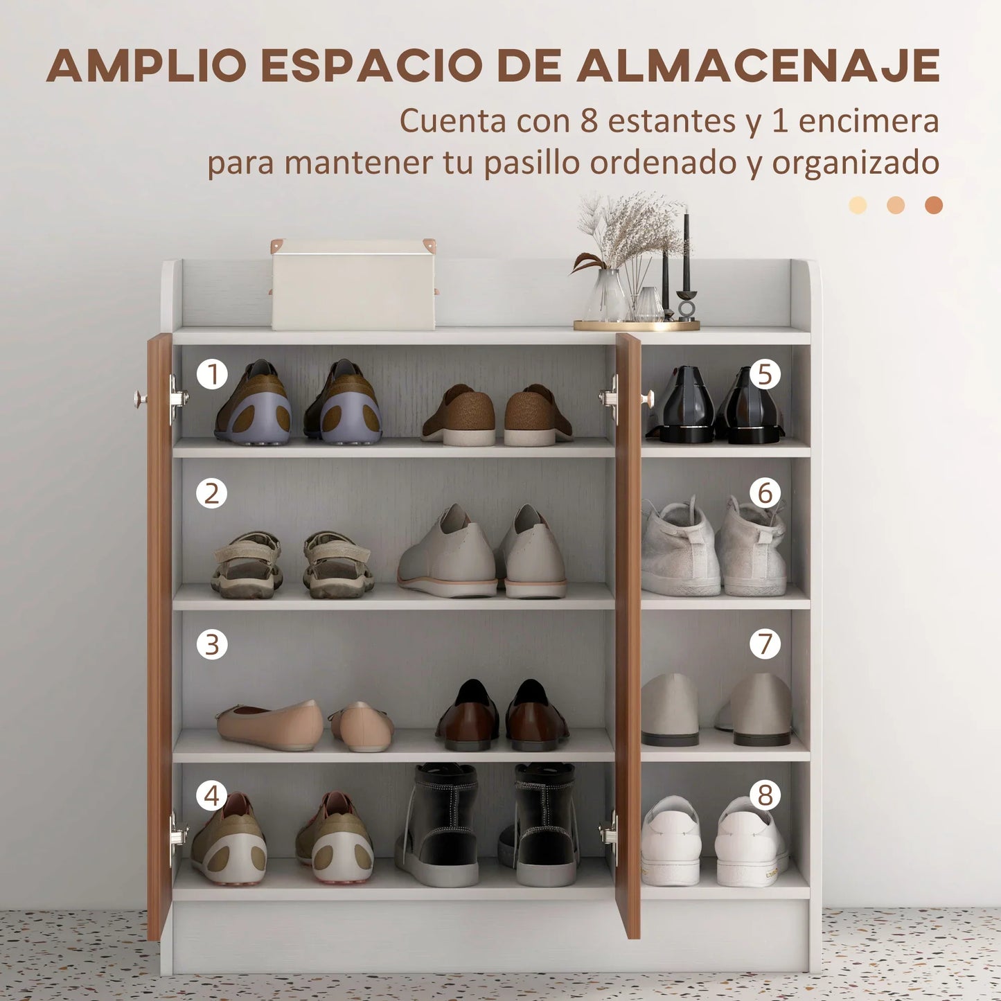 HOMCOM Shoe Cabinet with 2 Doors - Slim Shoe Rack with Adjustable Shelves for 12 Pairs of Shoes - 83x30x90 cm Natural