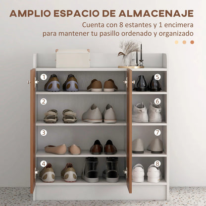 HOMCOM Shoe Cabinet with 2 Doors - Slim Shoe Rack with Adjustable Shelves for 12 Pairs of Shoes - 83x30x90 cm Natural