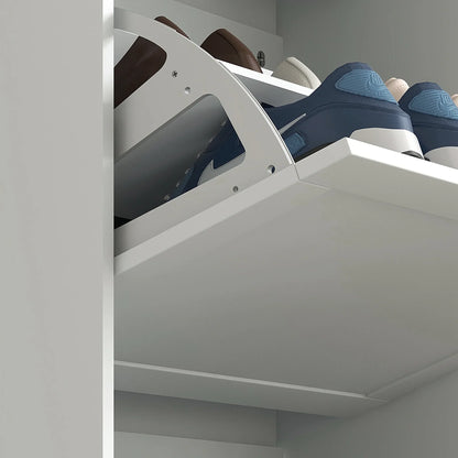 HOMCOM Schmales Schuhschrank mit 3 Klapptüren – Schuhaufbewahrung für den Eingangsbereich mit verstellbaren Regalen für 18 Paar Schuhe für schmale Flure 60x23,5x115 cm Weiß