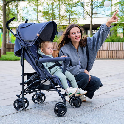 LIONELO Elia Buggy Klein Zusammenklappbar Kinderwagen Bis 15 Kg, Rücken- Und Fußstützenverstellung, Hinterradbremse, Moskitonetz, Einkaufskorb