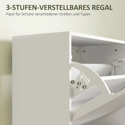 HOMCOM Shoe Cabinet with 3 Tipping Drawers, Shoe Rack with Adjustable Compartment, Slim Shoe Cabinet for 12 Pairs of Shoes 47 x 26 x 120 cm, White