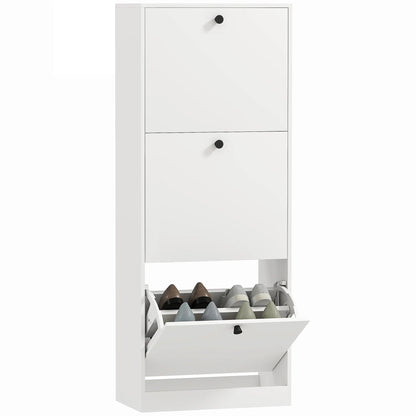 HOMCOM Shoe Cabinet with 3 Tipping Drawers, Shoe Rack with Adjustable Compartment, Slim Shoe Cabinet for 12 Pairs of Shoes 47 x 26 x 120 cm, White