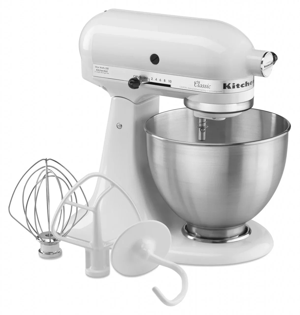 KitchenAid 4,3 L 5K45SS Classic Küchenmaschine Set 4 Fleischwolf+Spritzgebäckvorsatz+Schüssel+Spritzschutz