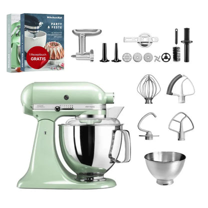 KitchenAid 4,8 L 5KSM175 Artisan Küchenmaschine Meatlover mit Ganzmetall-Fleischwolf und Spritzgebäckvorsatz