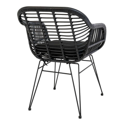 2er Set - Gartenstuhl Firenze Schwarz aus Stahl/Polyrattan
