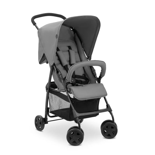 hauck Buggy Sport, Grau – Federleichter Reisebuggy 5,9 kg – mit Liegefunktion für Kinder ab Geburt bis 15 kg – Klein zusammenklappbar, Großer Einkaufskorb bis 3 kg