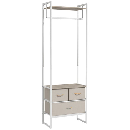 HOMCOM Coat Rack for Hallway with 3 Fabric Drawers, Clothes Rail and Shelf for Hallway, Bedroom, Living Room 58.5x30x178 cm Natural