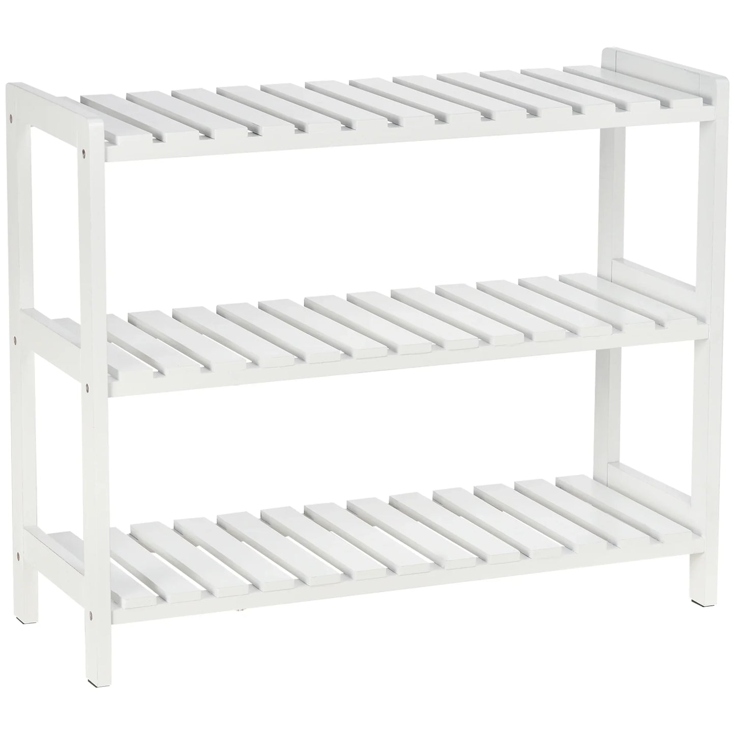 HOMCOM Holz Schuhregal 3-stufig für bis zu 9 Paar Schuhe im Eingangsbereich 70x26x57.5 cm Weiß