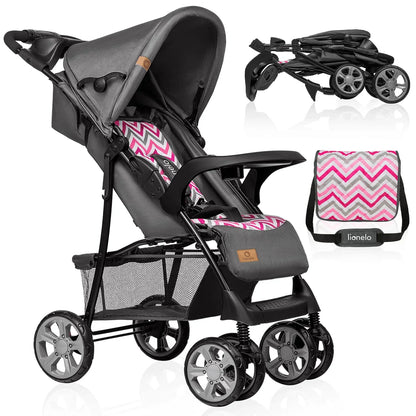 LIONELO Emma Plus Kinderwagen bis zu 15 kg, Kindersportwagen, leicht, modern, klein, Buggy mit Liegeposition, zusammenklappbar, große Räder, großer Korb