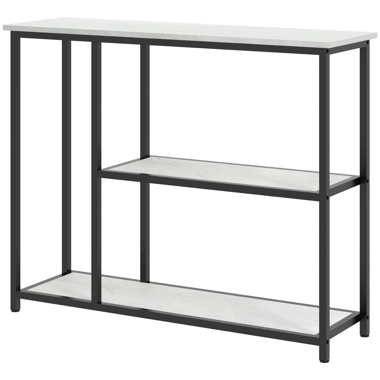 HOMCOM Console table, hall table with 3 shelves, 100 x 30 x 80 cm, side table, small display table for narrow spaces, hallway, entrance, living room, bedroom, white