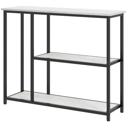 HOMCOM Console table, hall table with 3 shelves, 100 x 30 x 80 cm, side table, small display table for narrow spaces, hallway, entrance, living room, bedroom, white