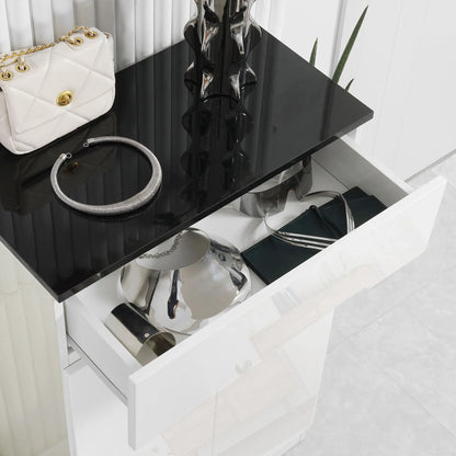 HOMCOM Slim Shoe Cabinet for up to 12 Pairs of Shoes for Entrances and Hallways with 3 Adjustable Shelves and Drawer made of Glossy Particle Board, 60x32x100 cm