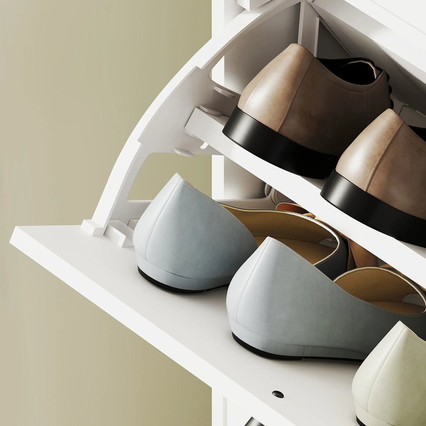 HOMCOM Shoe Cabinet with 3 Tipping Drawers, Shoe Rack with Adjustable Compartment, Slim Shoe Cabinet for 12 Pairs of Shoes 47 x 26 x 120 cm, White