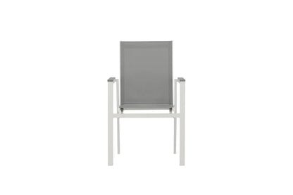 2er Set Gartenstuhl Ina - ein weiß-grauer Stuhl aus Aluminium und Textilene