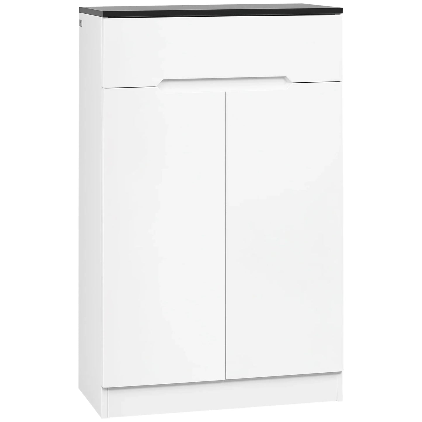 HOMCOM Slim Shoe Cabinet for up to 12 Pairs of Shoes for Entrances and Hallways with 3 Adjustable Shelves and Drawer made of Glossy Particle Board, 60x32x100 cm