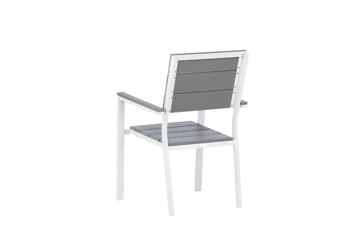 2er Set - Gartenstuhl Vita in Weiß/Grau aus Aluminium und Aintwood-Sitzfläche