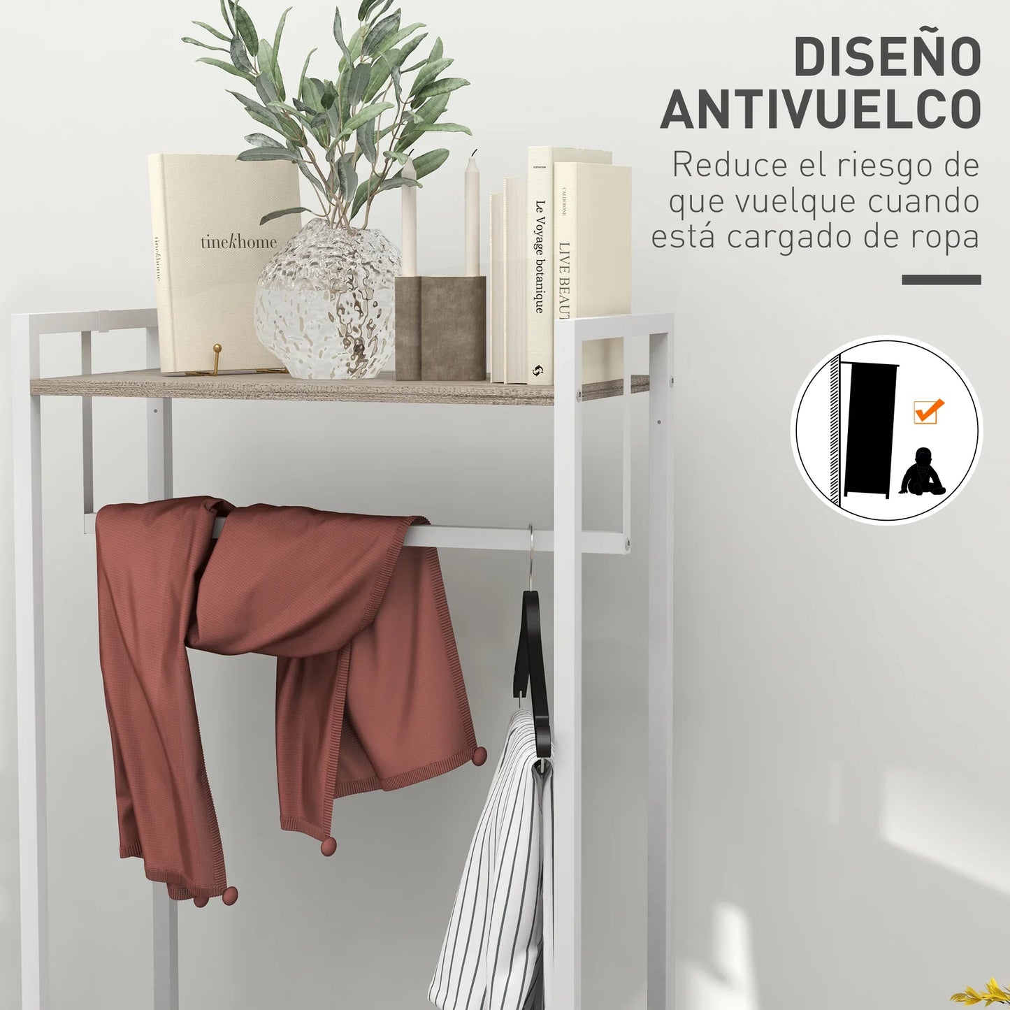 HOMCOM Coat Rack for Hallway with 3 Fabric Drawers, Clothes Rail and Shelf for Hallway, Bedroom, Living Room 58.5x30x178 cm Natural