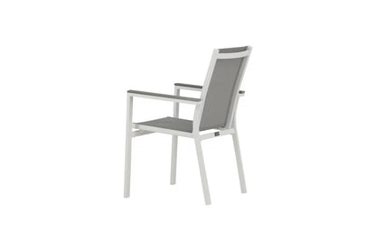 2er Set Gartenstuhl Ina - ein weiß-grauer Stuhl aus Aluminium und Textilene