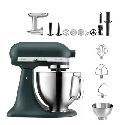 KitchenAid 4,8 L 5KSM185 Artisan Küchenmaschine Fleischliebhaber-Edition Fleischwolf Metall 5KSMMGA Gr. 8 und Spritzgebäckvorsatz