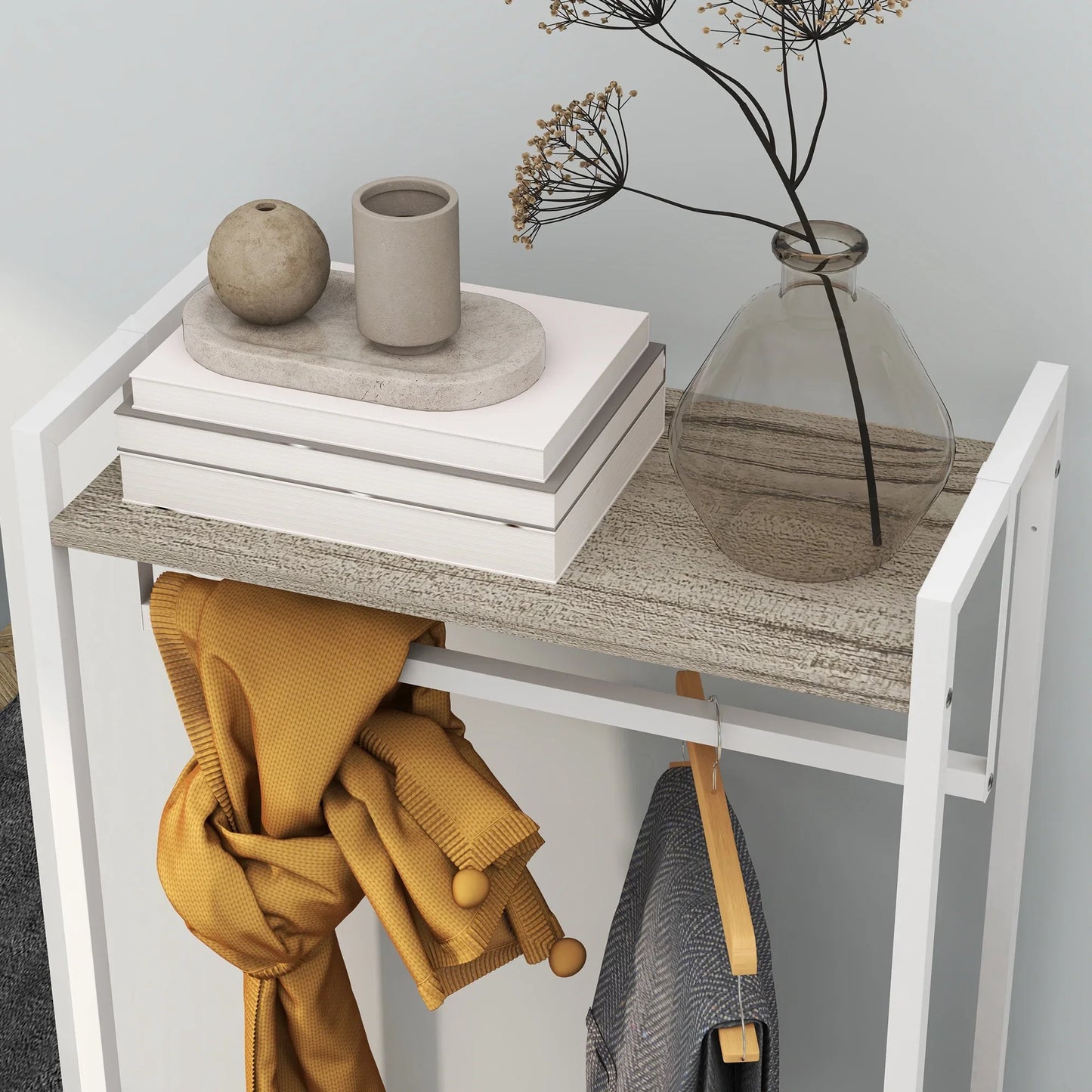 HOMCOM Coat Rack for Hallway with 3 Fabric Drawers, Clothes Rail and Shelf for Hallway, Bedroom, Living Room 58.5x30x178 cm Natural