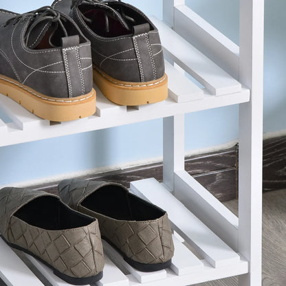HOMCOM Holz Schuhregal 3-stufig für bis zu 9 Paar Schuhe im Eingangsbereich 70x26x57.5 cm Weiß
