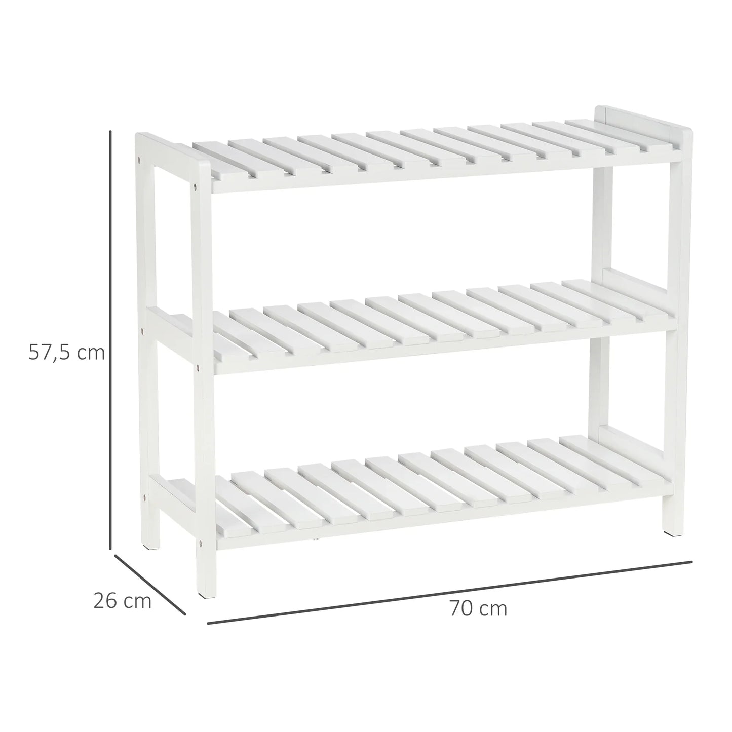 HOMCOM Holz Schuhregal 3-stufig für bis zu 9 Paar Schuhe im Eingangsbereich 70x26x57.5 cm Weiß