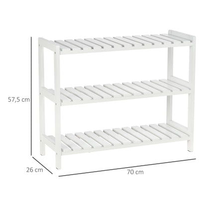 HOMCOM Holz Schuhregal 3-stufig für bis zu 9 Paar Schuhe im Eingangsbereich 70x26x57.5 cm Weiß