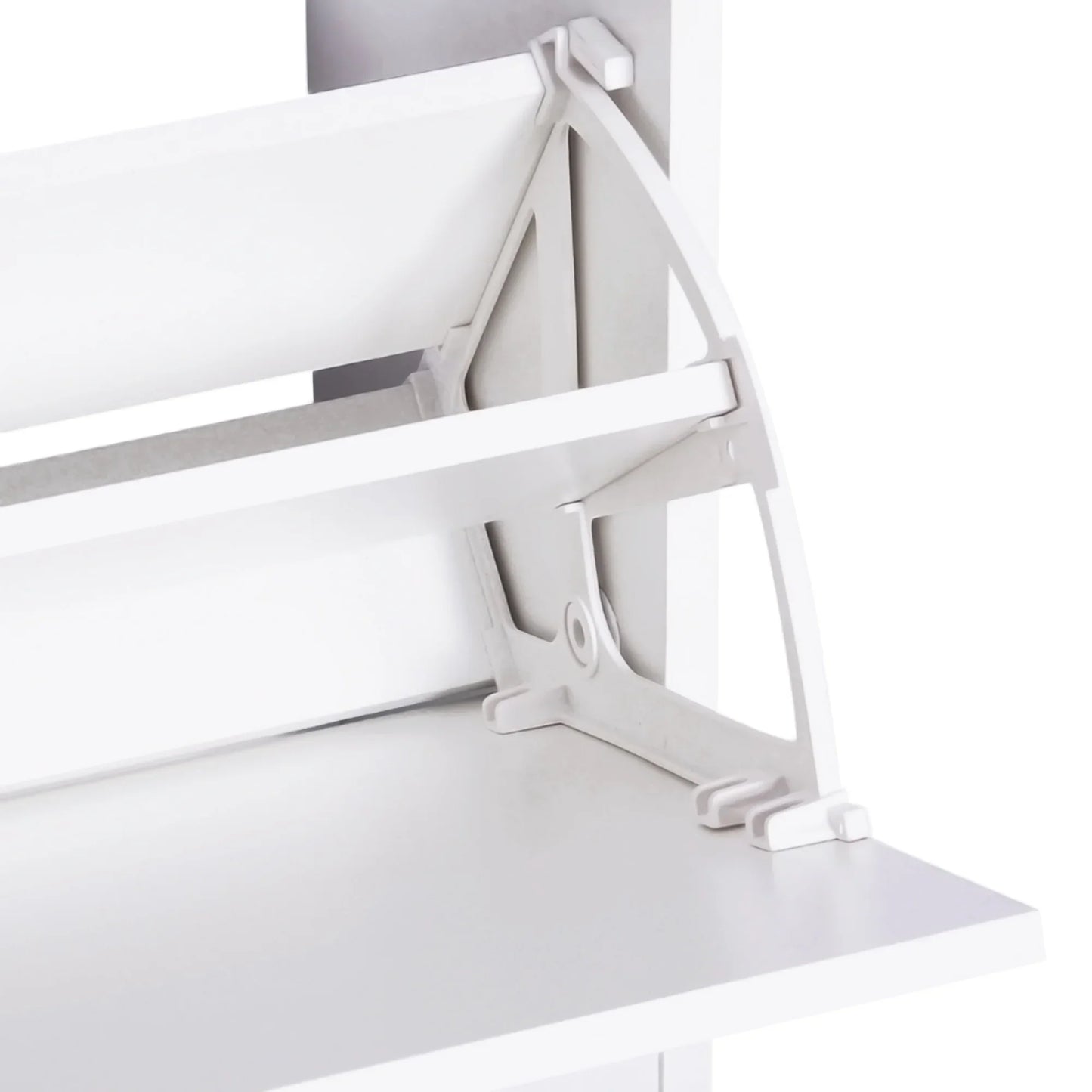 HOMCOM Möbelset für den Eingangsbereich 3-teiliges Schuhschrank-Spiegel-Garderobe mit 4 Haken zum Aufhängen von Kleidung 80x27x46,5 cm Weiß