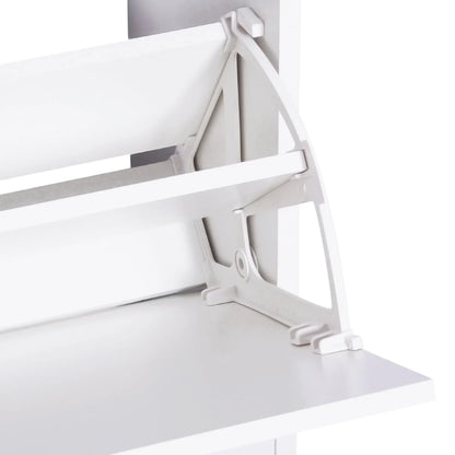 HOMCOM Möbelset für den Eingangsbereich 3-teiliges Schuhschrank-Spiegel-Garderobe mit 4 Haken zum Aufhängen von Kleidung 80x27x46,5 cm Weiß