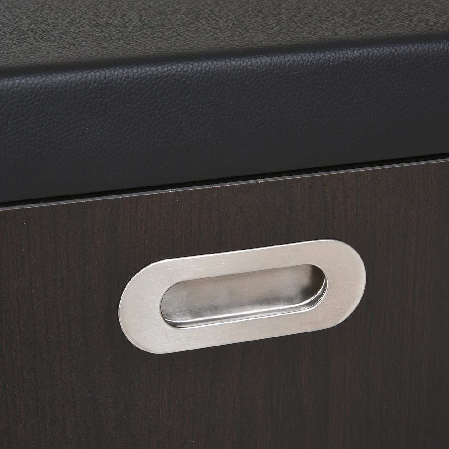 HOMCOM Gepolsterter Schuhschrank für den Eingangsbereich, Schuhbank mit Schuhregal, 3 Fächer, Sitzfläche aus PU-Leder, für Wohn- und Flurbereich, 80x30x43 cm, Schwarz
