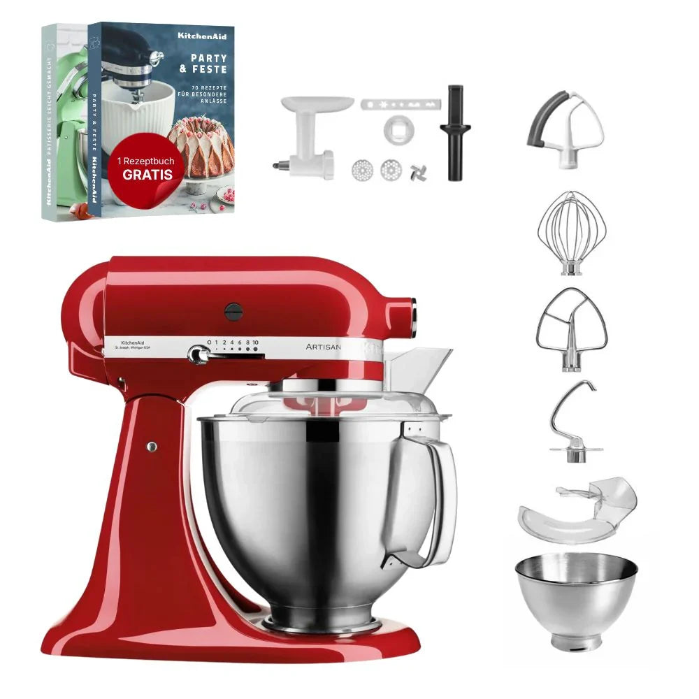 KitchenAid 4,8 L 5KSM185 Artisan Küchenmaschine Cookielover Artisan Fleischwolf+Spritzgebäck+Flexirührer