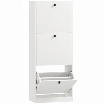HOMCOM Shoe Cabinet with 3 Tipping Drawers, Shoe Rack with Adjustable Compartment, Slim Shoe Cabinet for 12 Pairs of Shoes 47 x 26 x 120 cm, White